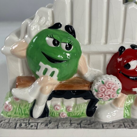 M&Ms Ceramic Figurine Planter Featuring Candy Holder Bench Fence Lamp Post - Picture 7 of 10
